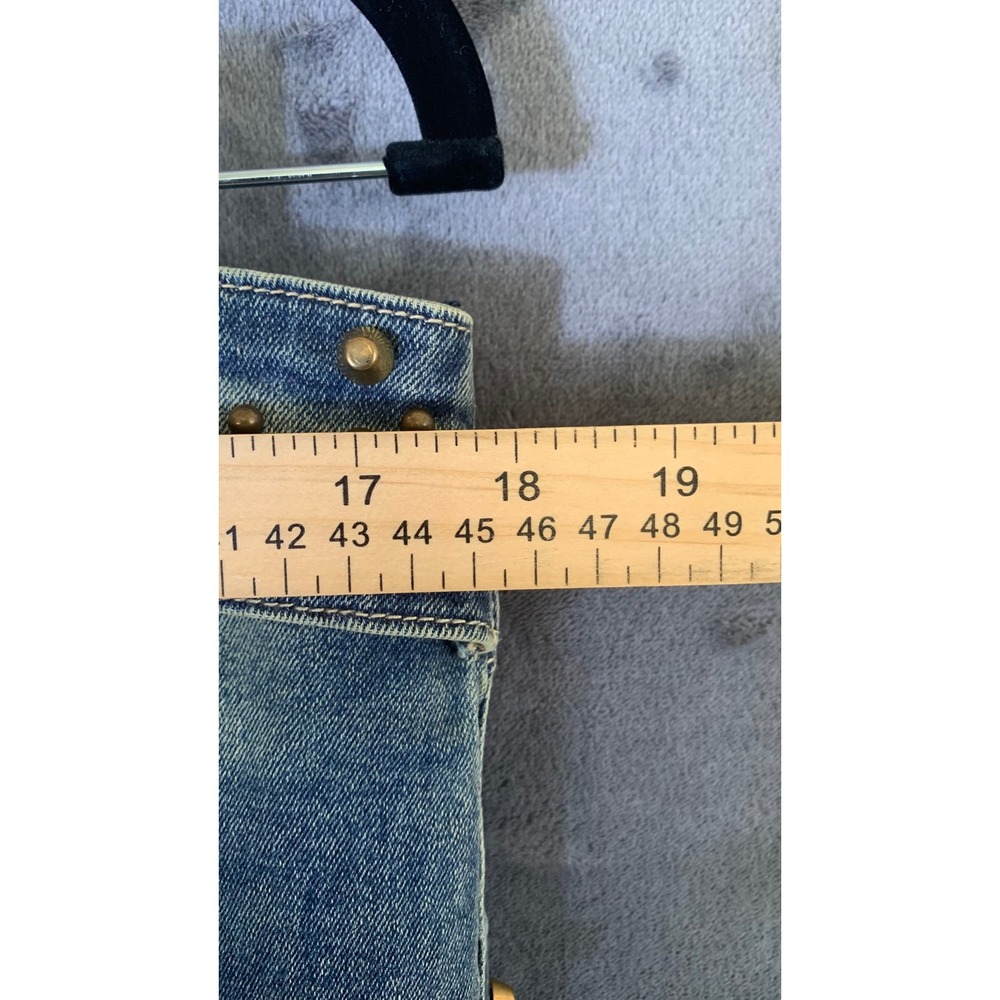 Fashion Nova Ayami Embellished Tinted Bootcut Jeans Vintage Wash Studded Size 13 - Picture 5 of 10